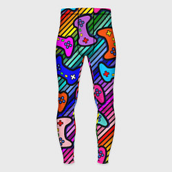 Тайтсы мужские Многоцветные полоски с джойстиками, цвет: 3D-принт