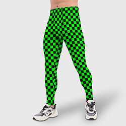 Тайтсы мужские Зелёная шахматка - паттерн, цвет: 3D-принт — фото 2