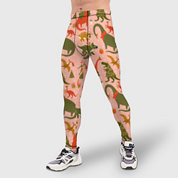 Тайтсы мужские Dinosaurs with gifts, цвет: 3D-принт — фото 2