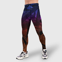 Тайтсы мужские Абстрактный черный узор на сиреневом, коричневом ф, цвет: 3D-принт — фото 2