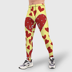 Тайтсы мужские Надпись love в красном сердце, цвет: 3D-принт — фото 2