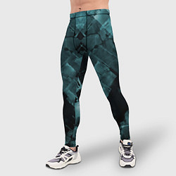 Тайтсы мужские Голубые и чёрные полоски, цвет: 3D-принт — фото 2