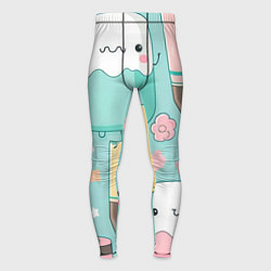 Тайтсы мужские Милые предметы с лицами, цвет: 3D-принт