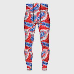 Тайтсы мужские Белые синие красные узоры, цвет: 3D-принт