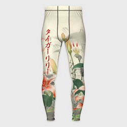 Тайтсы мужские Тигровые лилии - японский стиль, цвет: 3D-принт