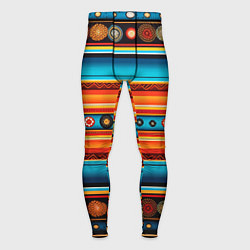 Тайтсы мужские Этнический узор в горизонтальную полоску, цвет: 3D-принт