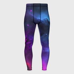 Тайтсы мужские Бескрайний космос фиолетовый, цвет: 3D-принт