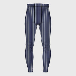 Тайтсы мужские Приглушённый синий в полоску, цвет: 3D-принт