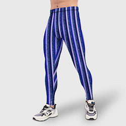 Тайтсы мужские Сине-фиолетовый в полоску, цвет: 3D-принт — фото 2