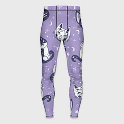 Мужские тайтсы Мистические кошечки - паттерн фиолетовый