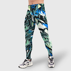 Тайтсы мужские Синий камень на чёрном фоне, цвет: 3D-принт — фото 2