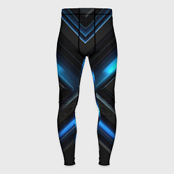 Тайтсы мужские Black abstract neon blue abstract, цвет: 3D-принт