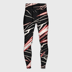 Тайтсы мужские Красные и белые полосы на чёрном фоне, цвет: 3D-принт