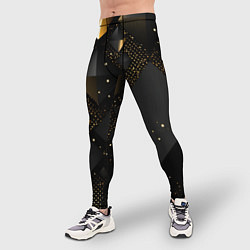 Тайтсы мужские Золотые ромбы на черной абстракции, цвет: 3D-принт — фото 2