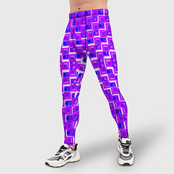 Тайтсы мужские Фиолетовые квадраты на белом фоне, цвет: 3D-принт — фото 2