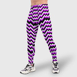 Тайтсы мужские Фиолетовые и белые ломаные линии, цвет: 3D-принт — фото 2