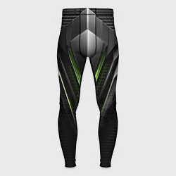Тайтсы мужские Black green abstract geforce style, цвет: 3D-принт