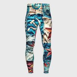 Тайтсы мужские Пэчворк джинсы из СССР, цвет: 3D-принт