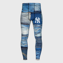 Тайтсы мужские Patchwork - New York yankees baseball team, цвет: 3D-принт