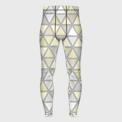 Тайтсы мужские Паттерн геометрия светлый жёлто-серый, цвет: 3D-принт
