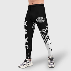 Тайтсы мужские Jawa - следы от шин, цвет: 3D-принт — фото 2