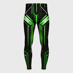 Тайтсы мужские Green stripes on a black background, цвет: 3D-принт