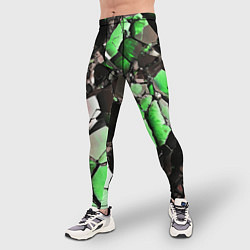 Тайтсы мужские Чёрно-зелёный камень, цвет: 3D-принт — фото 2