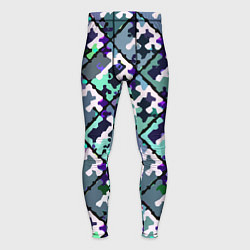 Тайтсы мужские Бирюзовый абстрактный паттерн, цвет: 3D-принт
