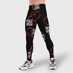 Тайтсы мужские Сердца и код любви на черном, цвет: 3D-принт — фото 2
