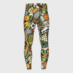 Тайтсы мужские Спортивный инвентарь коллаж, цвет: 3D-принт