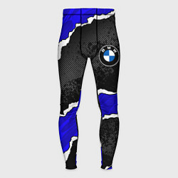 Тайтсы мужские BMW - синие разрывы, цвет: 3D-принт