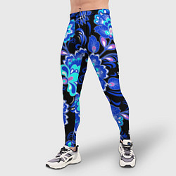 Тайтсы мужские Хохлома негатив, цвет: 3D-принт — фото 2