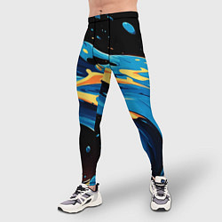 Тайтсы мужские Синяя волна из красок, цвет: 3D-принт — фото 2