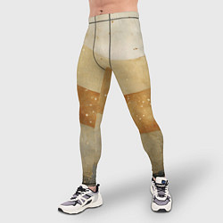 Тайтсы мужские Бежево-золотые полосы с блестками, цвет: 3D-принт — фото 2