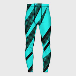 Тайтсы мужские Неоновый голубой с чёрным абстракция с полосами, цвет: 3D-принт