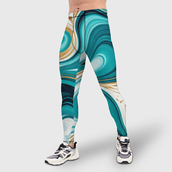 Тайтсы мужские Бирюза и золото, цвет: 3D-принт — фото 2
