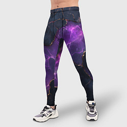Тайтсы мужские Фиолетовый разлом с молниями, цвет: 3D-принт — фото 2