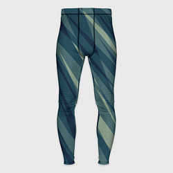 Тайтсы мужские Зеленовато-синий полосы, цвет: 3D-принт