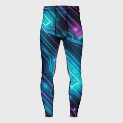 Мужские тайтсы Неоновый узор киберпанк микросхемы