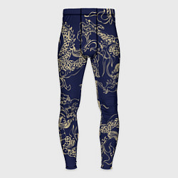 Тайтсы мужские Золотые драконы на синем, цвет: 3D-принт