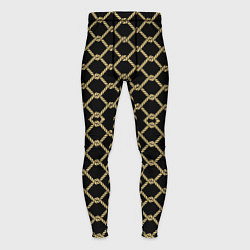 Тайтсы мужские В золотую клетку на черном, цвет: 3D-принт