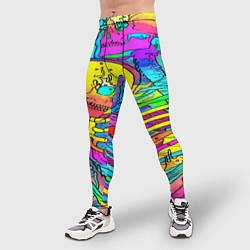 Тайтсы мужские Черепа неоновые краски, цвет: 3D-принт — фото 2