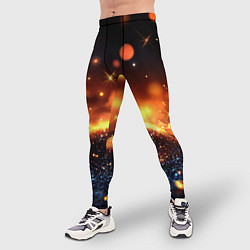Тайтсы мужские Оранжевое боке на черном, цвет: 3D-принт — фото 2
