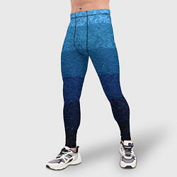 Тайтсы мужские Сине-голубой градиент полосами с узором, цвет: 3D-принт — фото 2