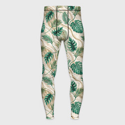 Тайтсы мужские Листья монстеры на мраморном фоне, цвет: 3D-принт