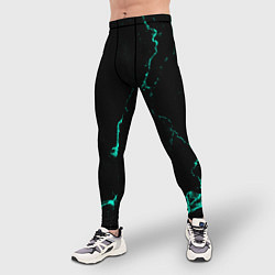 Тайтсы мужские Color black turquoise, цвет: 3D-принт — фото 2