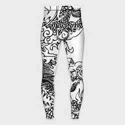 Тайтсы мужские Татуировка дракона на белом, цвет: 3D-принт