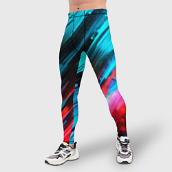 Тайтсы мужские Синяя и красная краска на черном, цвет: 3D-принт — фото 2