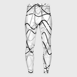 Тайтсы мужские Белый с серыми волнистыми полосами, цвет: 3D-принт