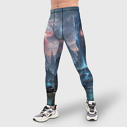 Тайтсы мужские Фантастический мир с медузами и озеро у гор, цвет: 3D-принт — фото 2